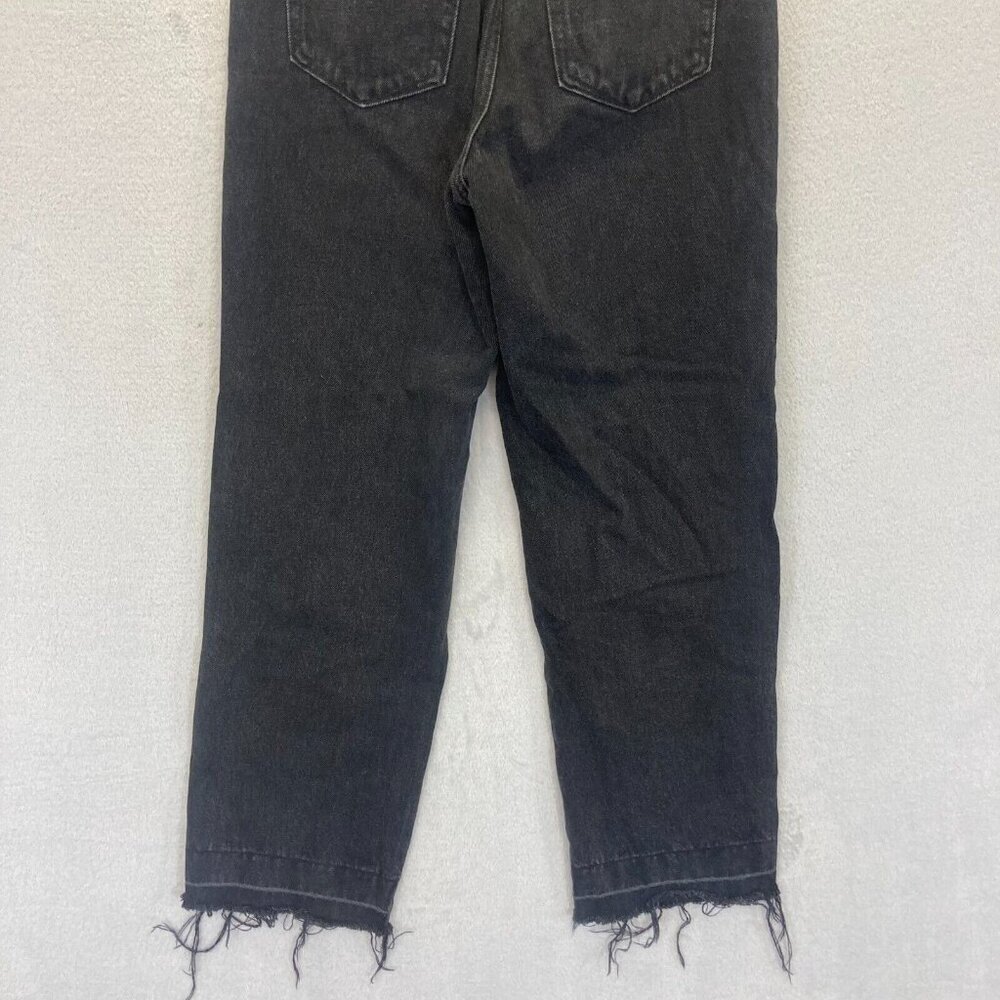 ZARA Raw Hem Jeans Size 2 Black Denim High Waist Straight Leg 27.5" Inseam Punk - Picture 12 of 14